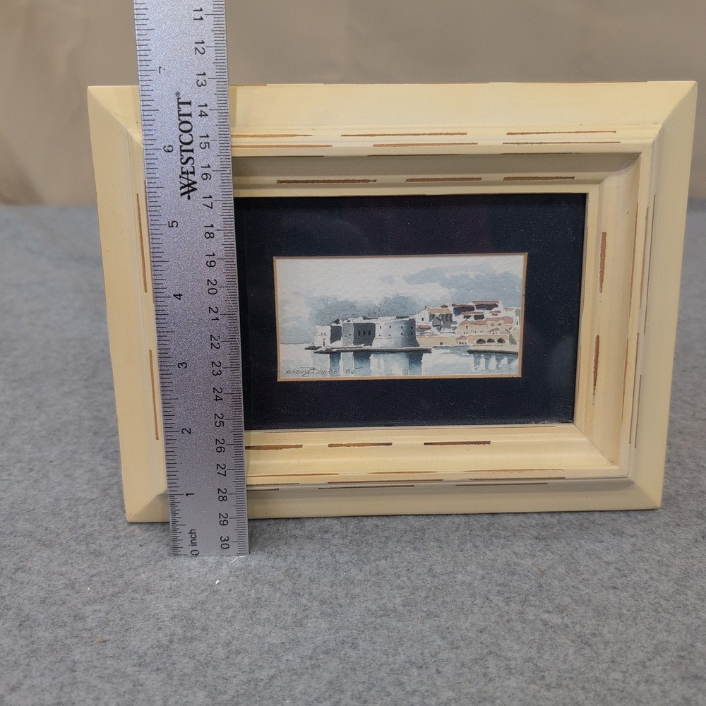 Mery Ortolio-Biocic Original Miniature Watercolor Coastal Fortress Painting 2005 - Picture 8 of 9